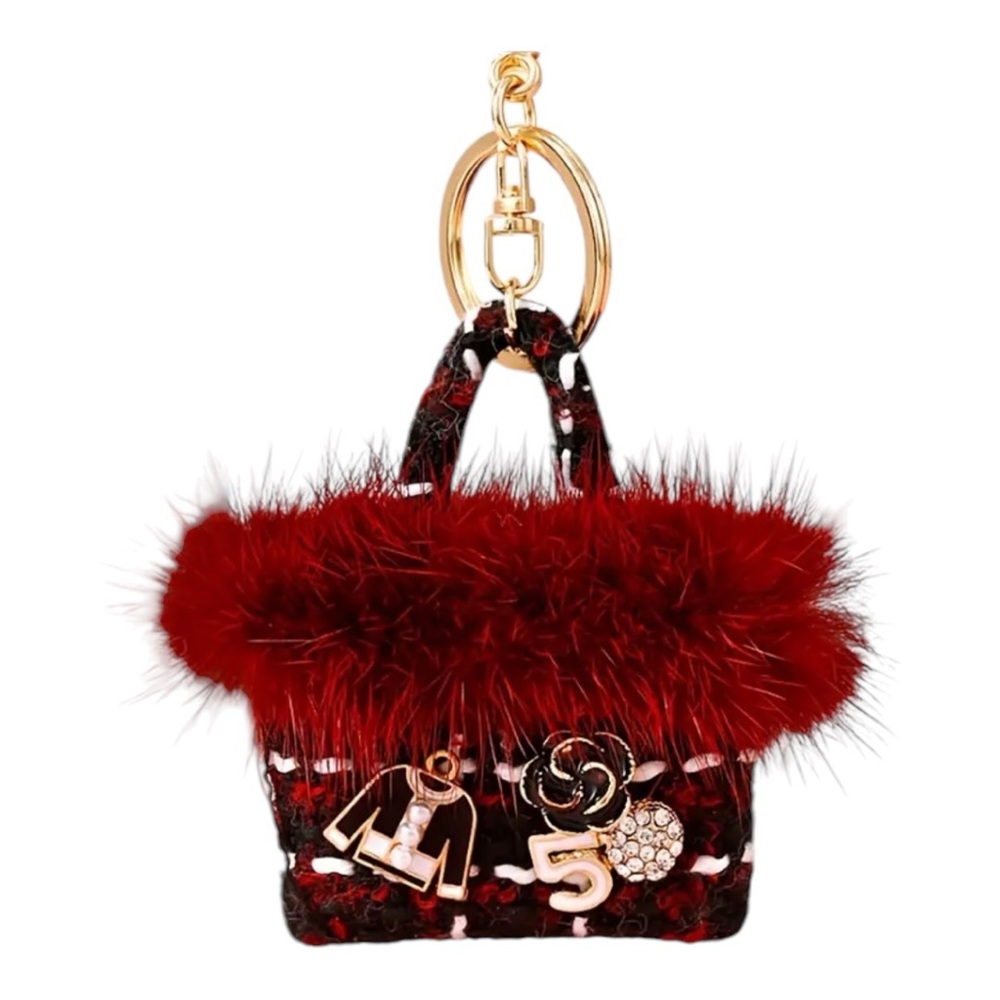 🆕 Mink Small Fragrance Holder - Women's Bag Pendant Key Chain Ring - Lux Red - Picture 4 of 8